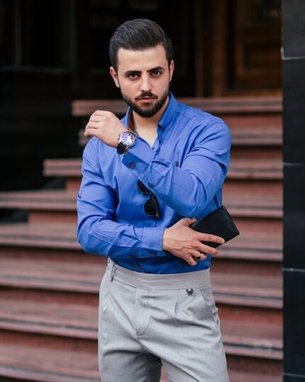 Blue formal shirt for men