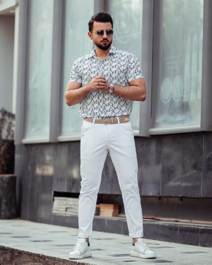 Men White Printed Shirt